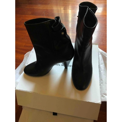 Pre-owned Isabel Marant Lileas Leather Ankle Boots In Black