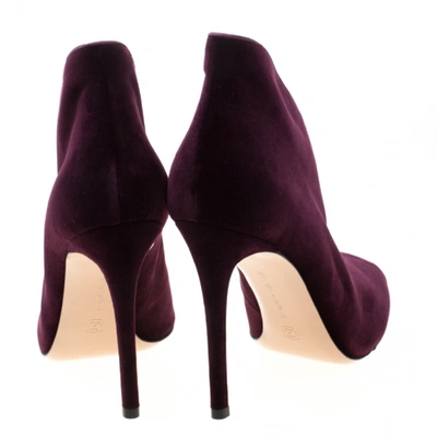 Pre-owned Gianvito Rossi Purple Velvet Ankle Boots