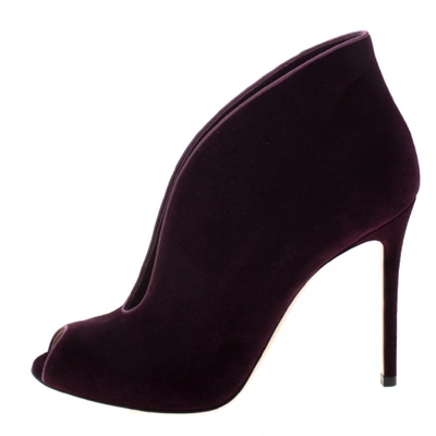 Pre-owned Gianvito Rossi Purple Velvet Ankle Boots