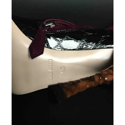 Pre-owned Miu Miu Leather Ankle Boots In Burgundy