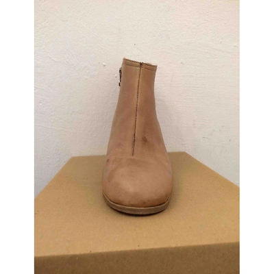 Pre-owned Hope Beige Leather Ankle Boots