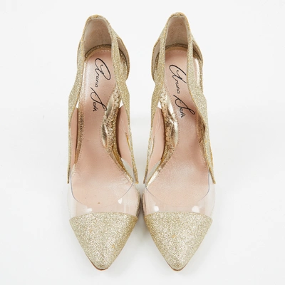 Pre-owned Aruna Seth Glitter Heels In Gold