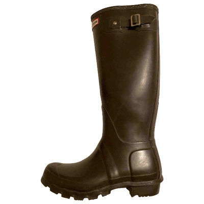 Pre-owned Hunter Wellington Boots In Brown