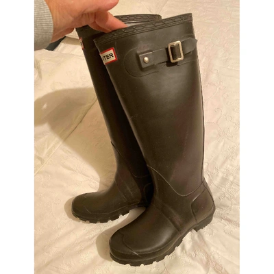 Pre-owned Hunter Wellington Boots In Brown