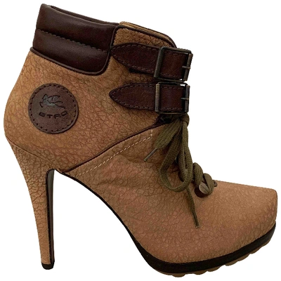 Pre-owned Etro Ankle Boots In Camel