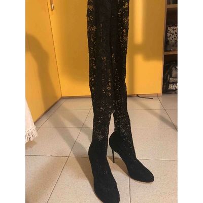 Pre-owned Dolce & Gabbana Black Cloth Boots