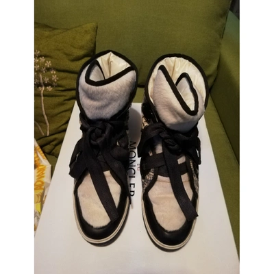 Pre-owned Moncler Black Leather Trainers