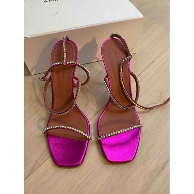 Pre-owned Amina Muaddi Pink Leather Sandals