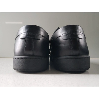 Pre-owned Saint Laurent Court Black Leather Trainers