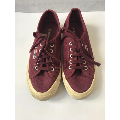 Pre-owned Superga Cloth Trainers In Burgundy | ModeSens