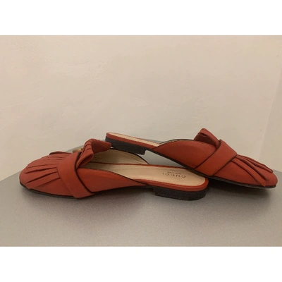 Pre-owned Gucci Marmont Flats In Red