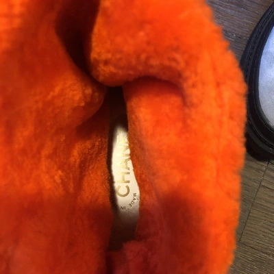 Pre-owned Chanel Orange Suede Ankle Boots