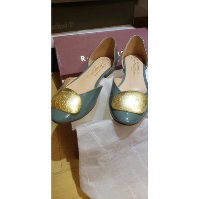 Pre-owned Rupert Sanderson Leather Ballet Flats In Green