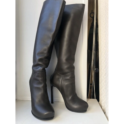 Pre-owned Lanvin Leather Boots In Grey