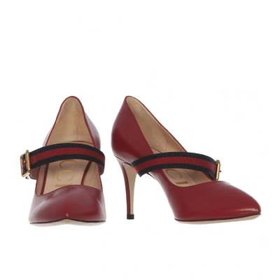 Pre-owned Gucci Sylvie Leather Heels In Red