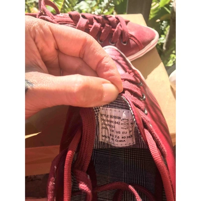 Pre-owned Fred Perry Burgundy Leather Trainers