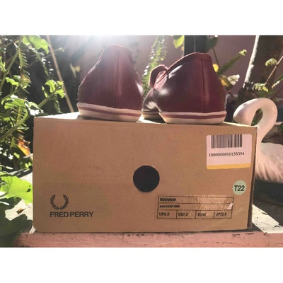 Pre-owned Fred Perry Burgundy Leather Trainers