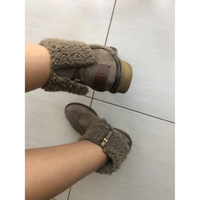 Pre-owned Fendi Snow Boots In Khaki