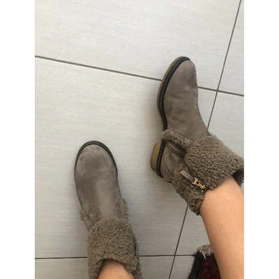 Pre-owned Fendi Snow Boots In Khaki