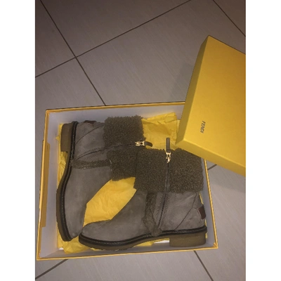 Pre-owned Fendi Snow Boots In Khaki