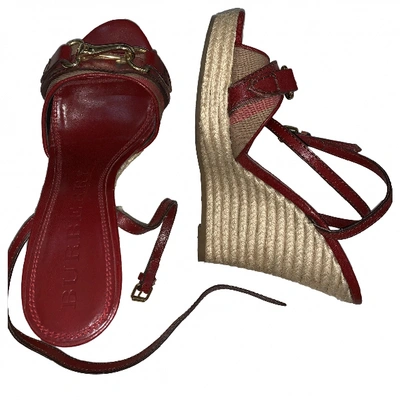 BURBERRY Pre-owned Leather Espadrilles In Burgundy