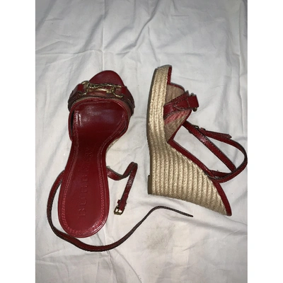 Pre-owned Burberry Leather Espadrilles In Burgundy