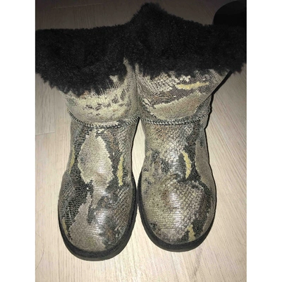 Pre-owned Ugg Grey Leather Ankle Boots