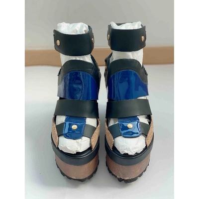 Pre-owned Sacai Patent Leather Sandal In Multicolour