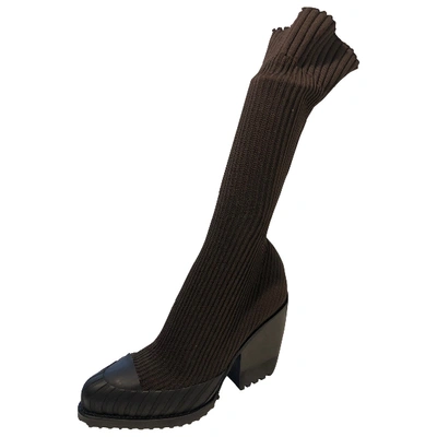 Pre-owned Chloé Vinny Brown Rubber Boots