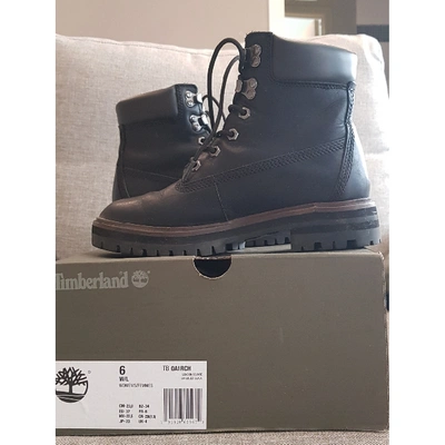 Pre-owned Timberland Black Leather Ankle Boots