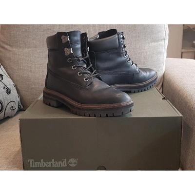 Pre-owned Timberland Black Leather Ankle Boots