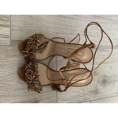 Pre-owned Aquazzura Wild Thing Brown Suede Sandals
