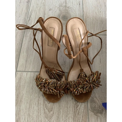 Pre-owned Aquazzura Wild Thing Brown Suede Sandals