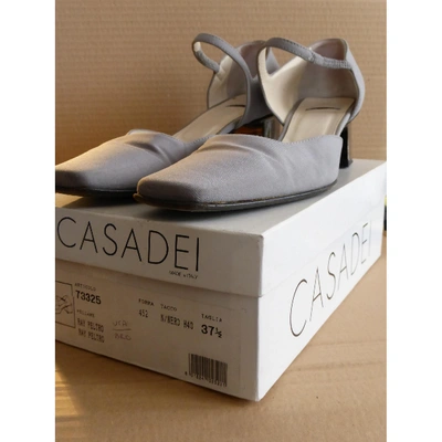 Pre-owned Casadei Cloth Heels In Grey