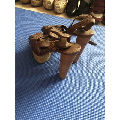 Pre-owned Prada Leather Sandals In Brown