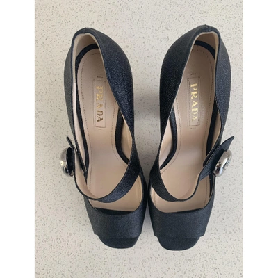 Pre-owned Prada Cloth Heels In Anthracite