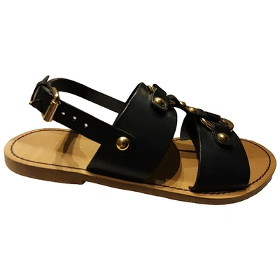 Pre-owned Jcrew Leather Sandal In Black