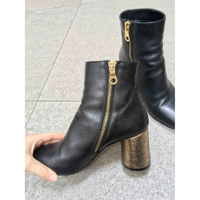 Pre-owned Ottod'ame Leather Ankle Boots In Black