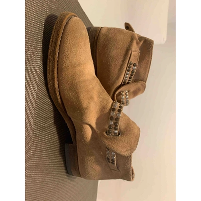 Pre-owned Htc Ankle Boots In Beige