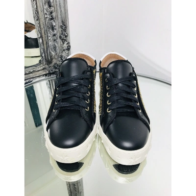Pre-owned Aquazzura Leather Trainers In Black