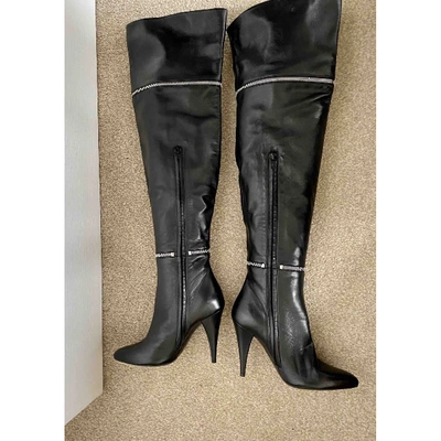 Pre-owned Saint Laurent Leather Boots In Black