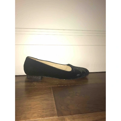 Pre-owned Charlotte Olympia Velvet Flats In Black