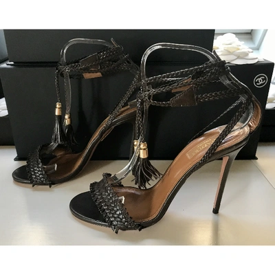 Pre-owned Aquazzura Leather Sandals In Brown