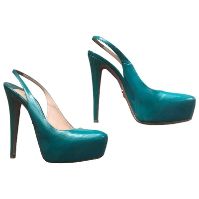 Pre-owned Prada Patent Leather Heels In Turquoise