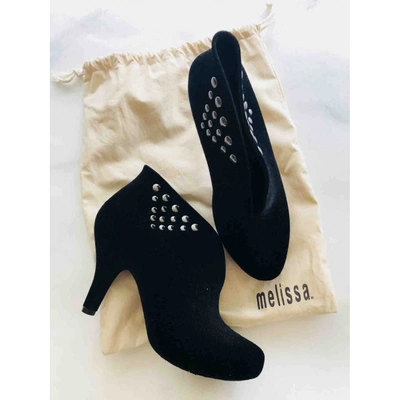 Pre-owned Melissa Velvet Boots In Black