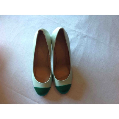 Pre-owned Jcrew Leather Heels In Turquoise