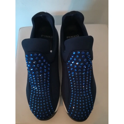 Pre-owned Pinko Cloth Trainers In Blue