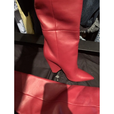 Pre-owned Saint Laurent Niki Red Leather Boots