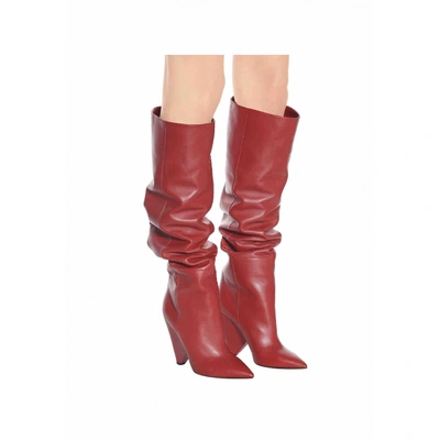 Pre-owned Saint Laurent Niki Red Leather Boots