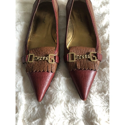 Pre-owned Dolce & Gabbana Leather Flats In Brown